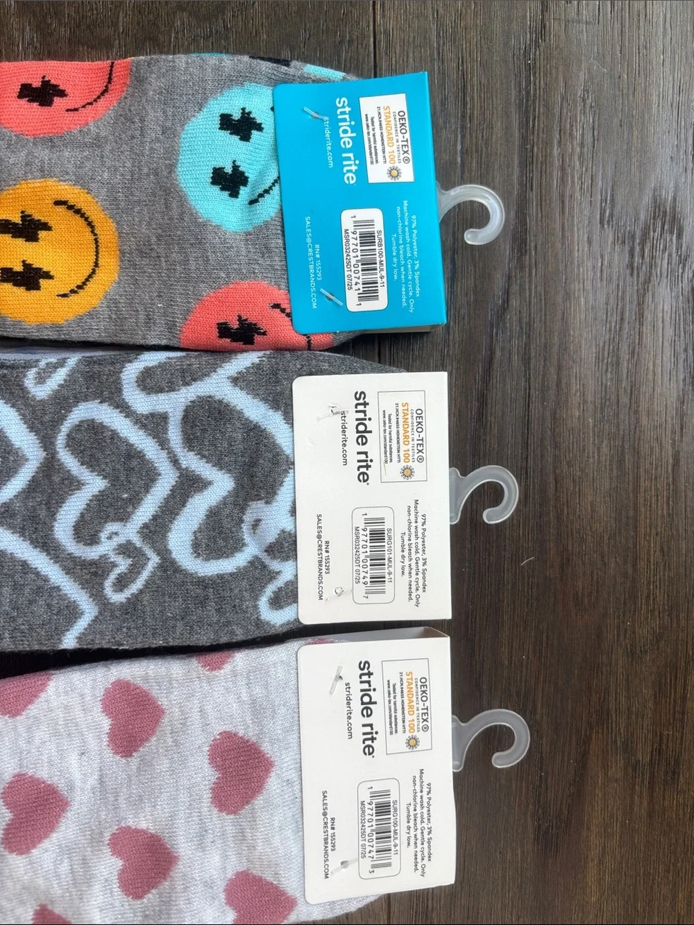 Stride rite Surprise 9 pair,3 3 pack,ankle,heart,bow,strawberry,solid,happy face